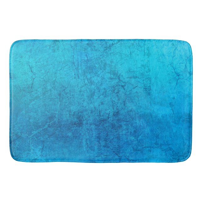 Abstract blue solid colour design bath mat (Front)