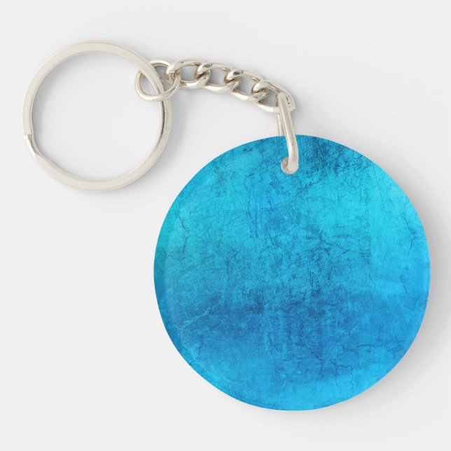 Abstract blue solid colour design key ring (Front)