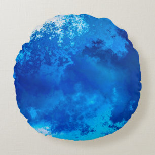 Abstract blue solid colour design round cushion