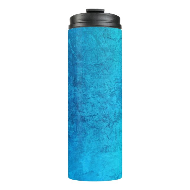 Abstract blue solid colour design thermal tumbler (Front)