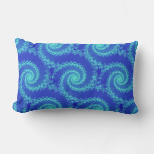 Abstract Blue Spiral Fractal Lumbar Cushion
