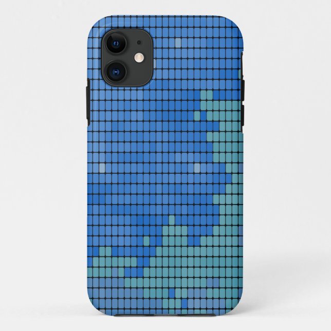 Abstract Blue Square Pattern Case-Mate iPhone Case (Back)