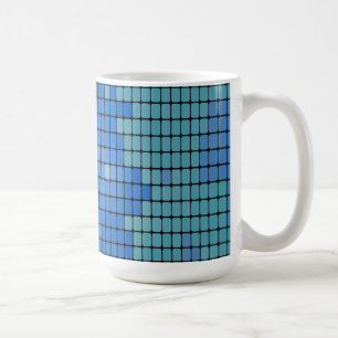 Abstract Blue Square Pattern Coffee Mug