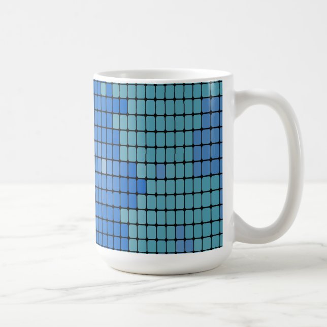 Abstract Blue Square Pattern Coffee Mug (Right)