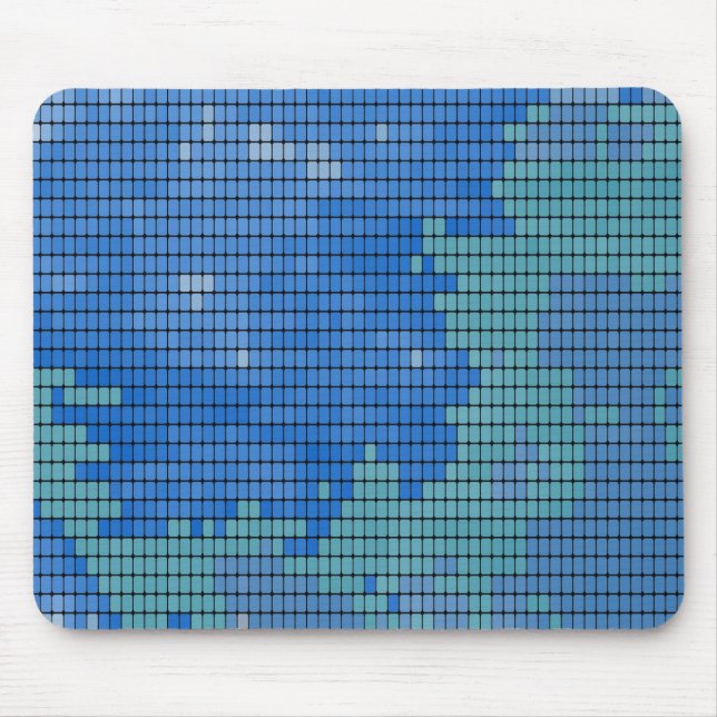 Abstract Blue Square Pattern Mouse Pad (Front)