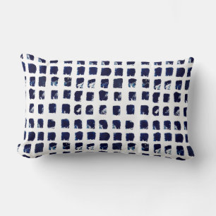 Abstract Blue Square Pattern Painting Throw Pillo Lumbar Cushion