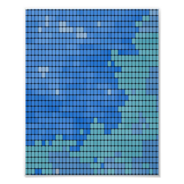 Abstract Blue Square Pattern Photo Print (Front)