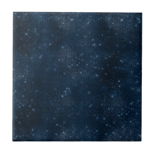 Abstract Blue Stars Illustration Ceramic Tile