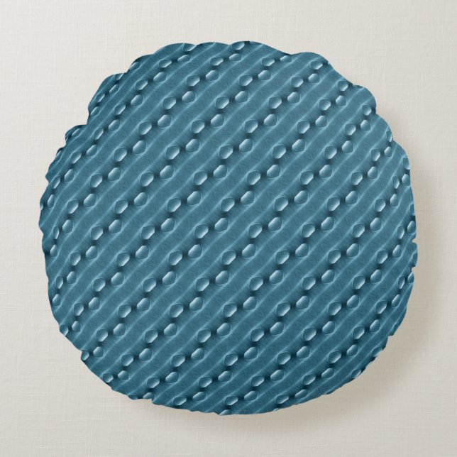 Abstract blue steel pattern round cushion (Front)