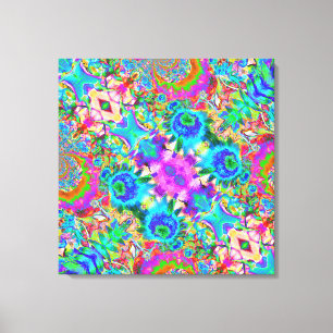 Abstract blue sunflowers - retro floral painting canvas print