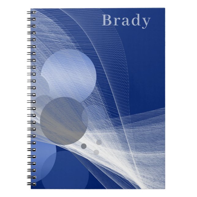 Abstract Blue Swirl and Circles Notebook (Front)