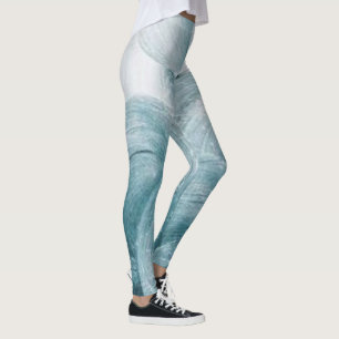 Abstract Blue Swirl Pattern Leggings