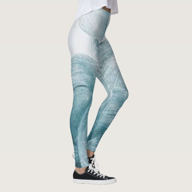 Abstract Blue Swirl Pattern Leggings (Right)