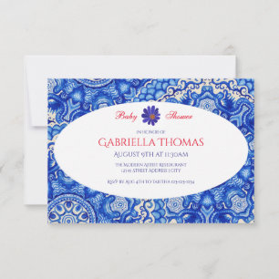 Abstract Blue Swirls - 3x5 Baby Shower Invitation