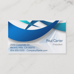 Abstract Blue Swoosh Textured Business Card