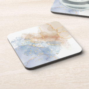 Abstract Blue, Taupe and Gold Coaster