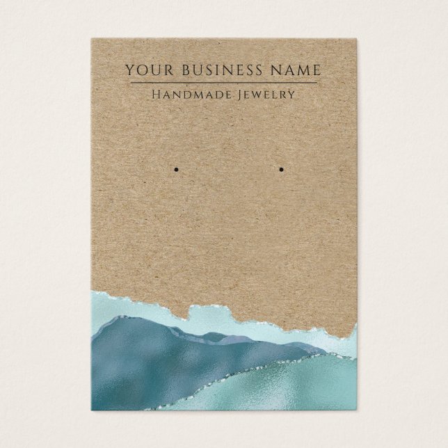 Abstract Blue Teal Kraft Earring Display Cards (Front)
