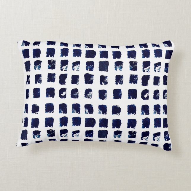 Abstract Blue Texture Block Art Accent Pillow (Back)