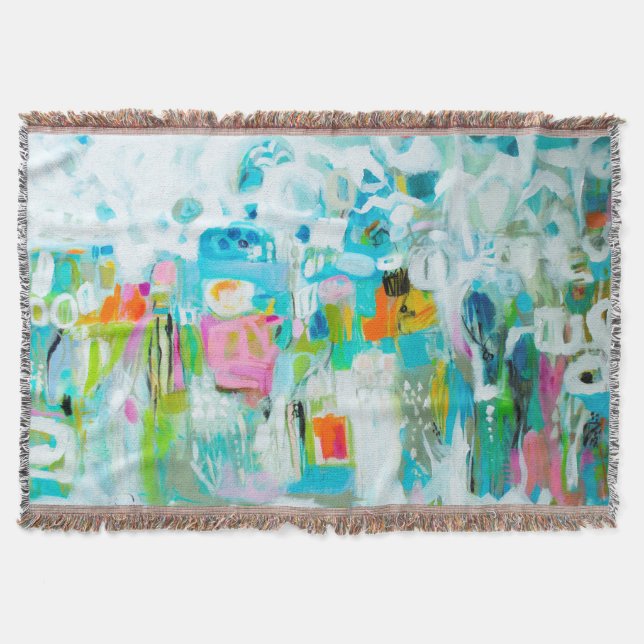 Abstract Blue Throw Blanket (Front)