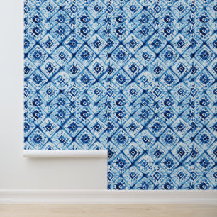 Abstract Blue Tie Dye Pattern Wallpaper