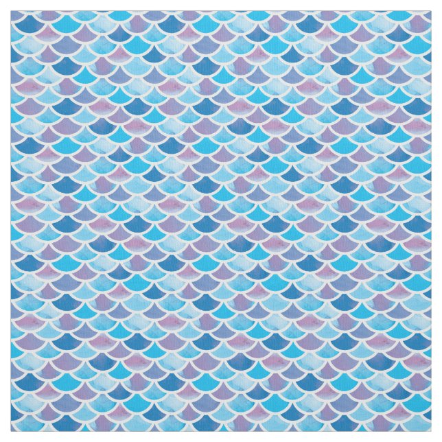 Abstract Blue Tones Mermaid Scale Pattern Fabric (Swatch)