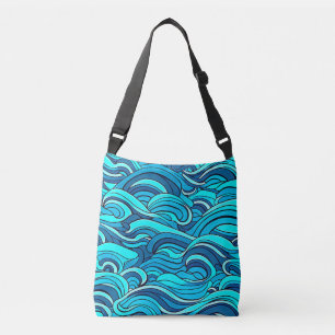 Abstract Blue Turquoise Ocean Water Waves   Crossbody Bag