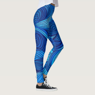 Abstract Blue Turquoise Ocean Water Waves   Leggings