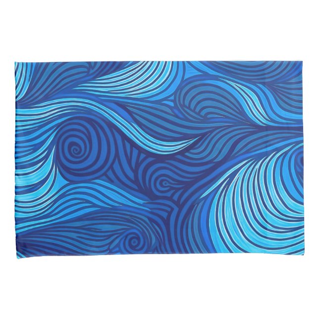 Abstract Blue Turquoise Ocean Water Waves | Pillowcase (Front-Right)