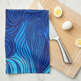 Abstract Blue Turquoise Ocean Water Waves   Tea Towel