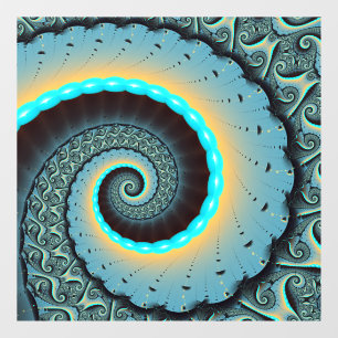 Abstract Blue Turquoise Orange Fractal Art Spiral