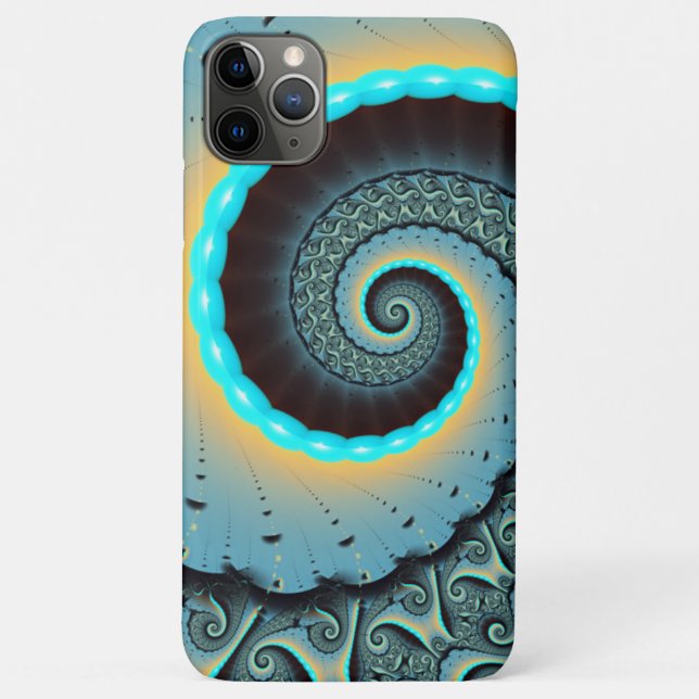 Abstract Blue Turquoise Orange Fractal Art Spiral Case-Mate iPhone Case (Back)