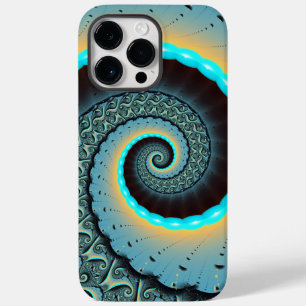 Abstract Blue Turquoise Orange Fractal Art Spiral Case-Mate iPhone 14 Pro Max Case