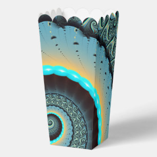 Abstract Blue Turquoise Orange Fractal Art Spiral Favour Box