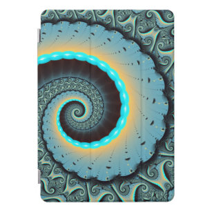 Abstract Blue Turquoise Orange Fractal Art Spiral iPad Pro Cover