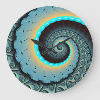 Abstract Blue Turquoise Orange Fractal Art Spiral