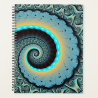 Abstract Blue Turquoise Orange Fractal Art Spiral
