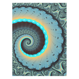 Abstract Blue Turquoise Orange Fractal Art Spiral Tablecloth