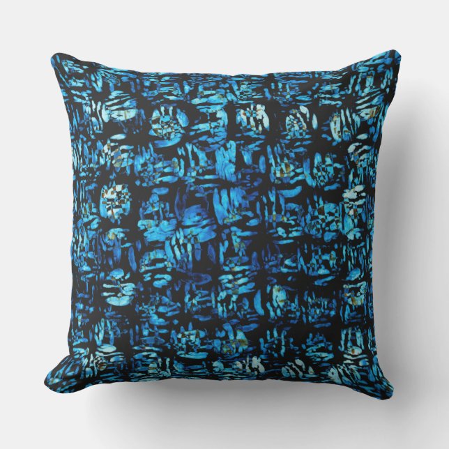 Abstract Blue Turquoise Organic Shapes Cushion (Front)