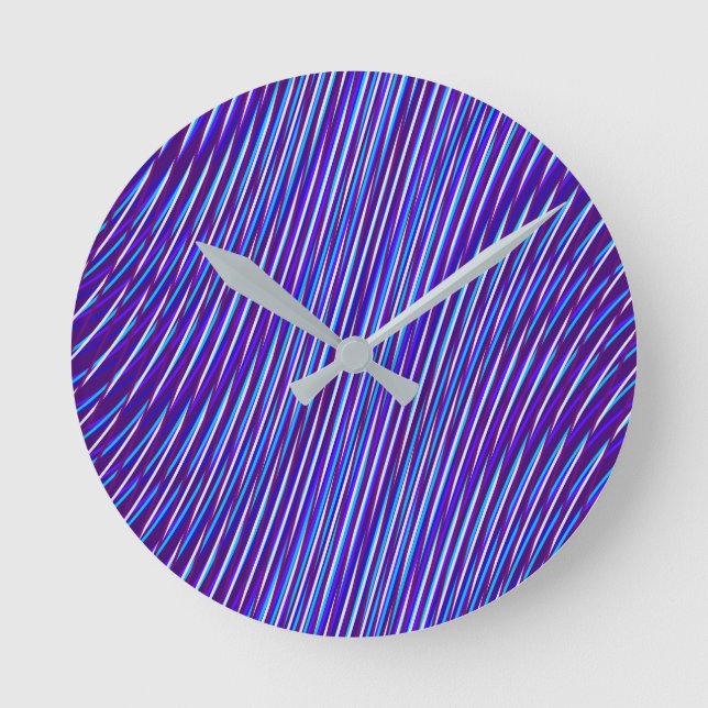  Abstract Blue Vibrant Moiré Effect Pattern Modern Round Clock (Front)
