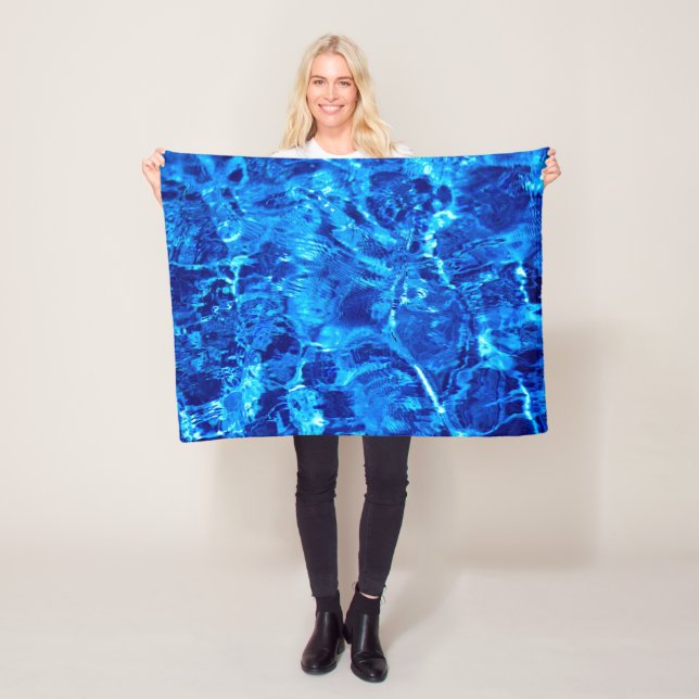 Abstract Blue Water And Ice Fleece Blanket (In Situ)