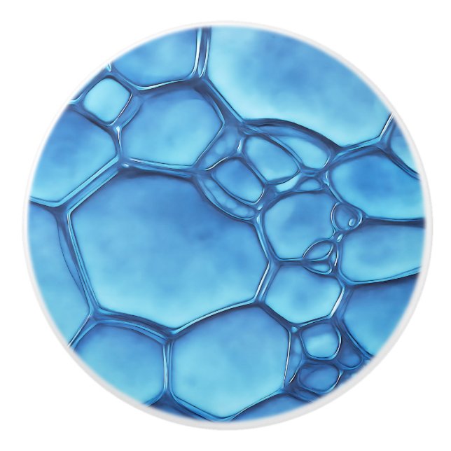 Abstract Blue Water Bubble Water Inspiration Aqua Ceramic Knob (Front)