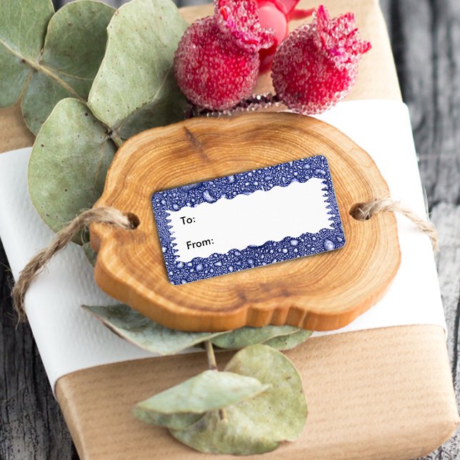 Abstract Blue Water Drop Gift Tag (Abstract deep blue and white water cell look gift tag label.)