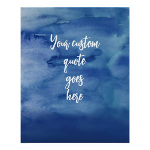 Abstract Blue Water Texture Beach Custom Quote Poster