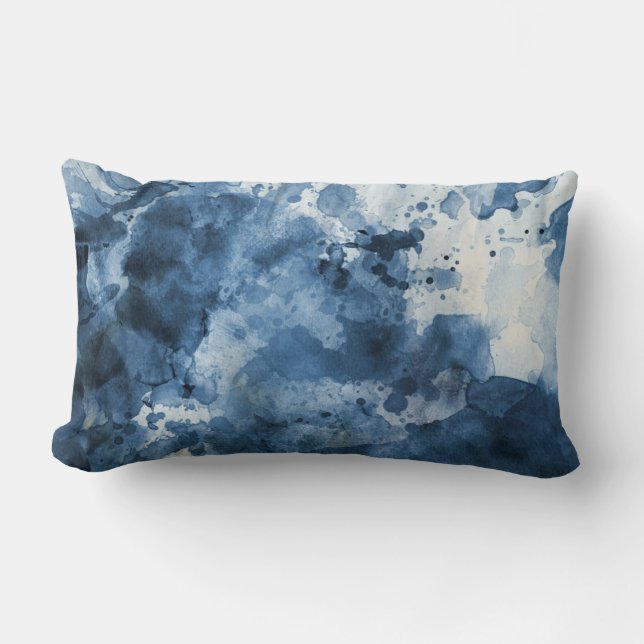 Abstract blue watercolor background lumbar cushion (Front)
