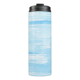 Abstract blue watercolor background, texture. 2 thermal tumbler