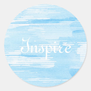 Abstract blue watercolor background, texture. classic round sticker