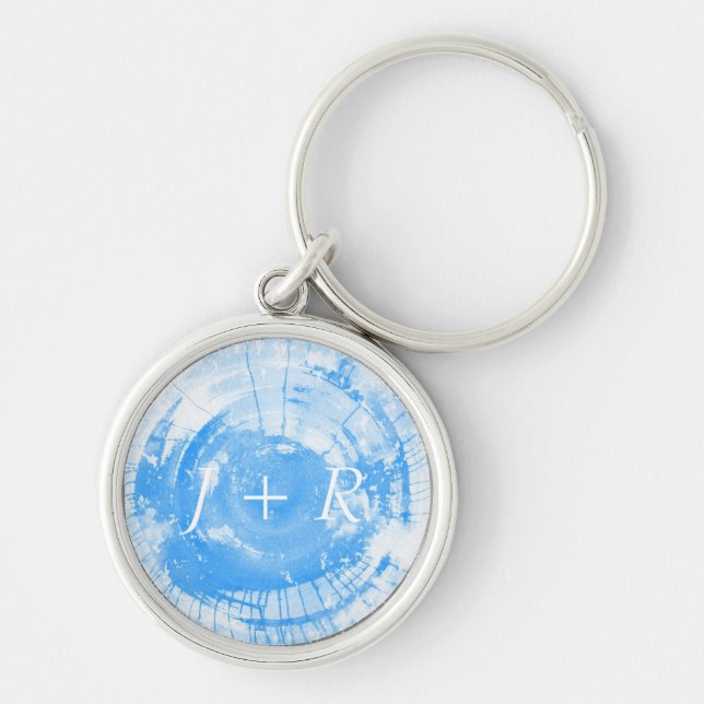 Abstract blue watercolor background, texture. key ring (Front)