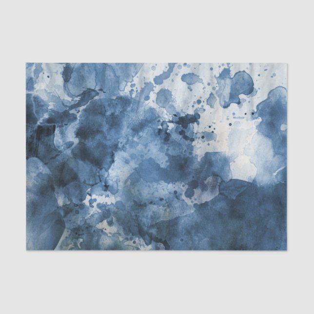 Abstract blue watercolor background tissue paper (Front)