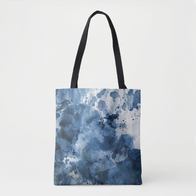 Abstract blue watercolor background tote bag (Front)