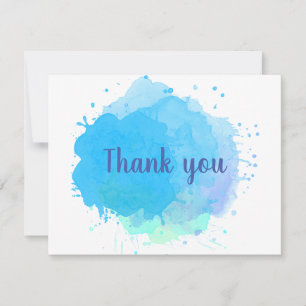Abstract Blue Watercolor Business Thank You Card